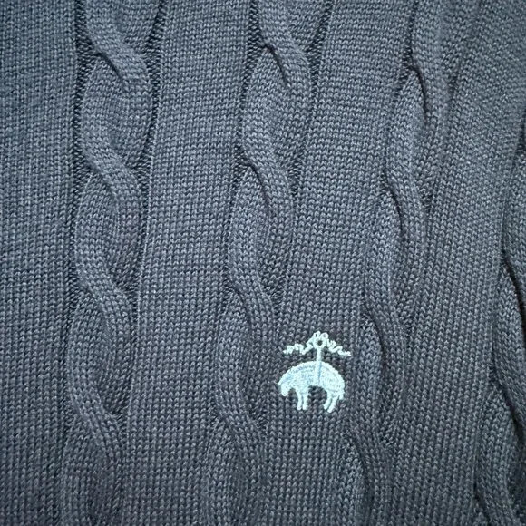 Brooks Brothers Navy Blue Cable Knit Crewneck Sweater - Picture 3 of 4